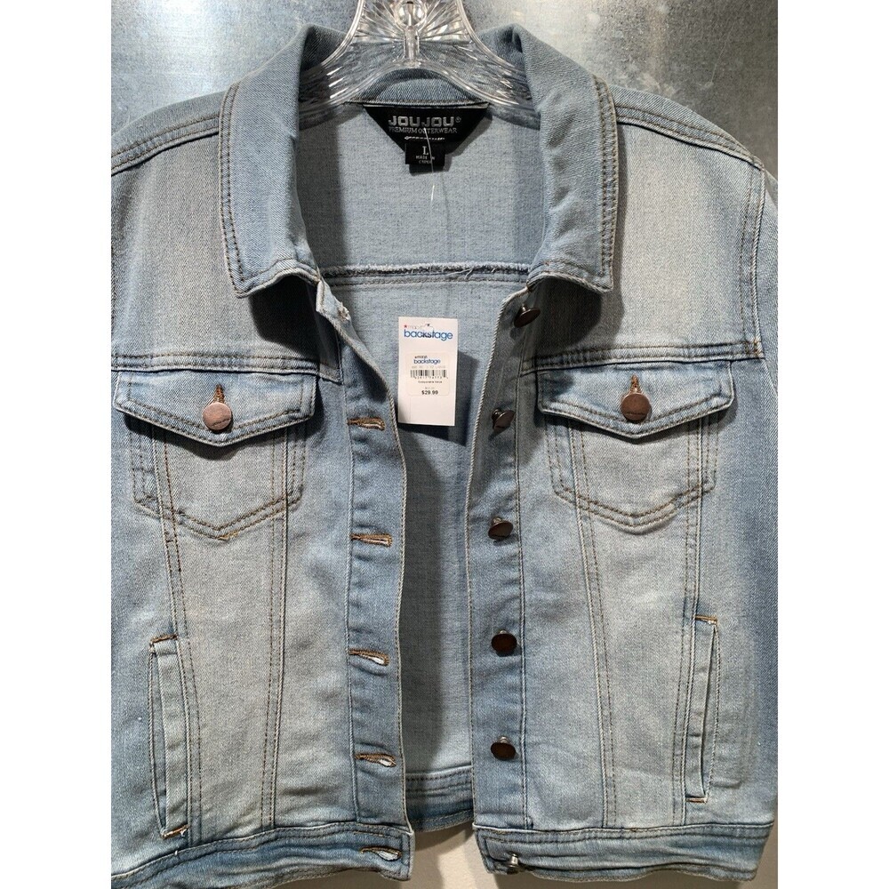 Jou Jou Premium Outerwear Stretch Denim Jacket New With Macy's Backstage Tag L - Picture 5 of 16